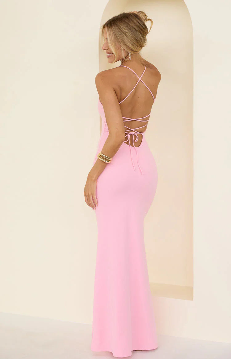 Harriet Pink Crepe Maxi Dress