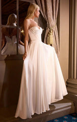 Cosima Gown - Luxe Satin A-Line Corset Dress - Off White