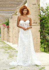 Nova Gown - White - Glitter Fitted Gown And Overskirt
