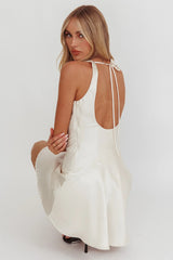 Brigid Cowl Neck Scoop Back Mini Dress Ivory