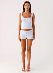 Coastline Cotton Micro Mini Shorts Blue