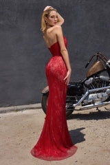 Vixen Gown - Mesh Overlay Mermaid Dress