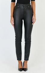 Whinnie Jeans - High Waist Skinny Coated Denim Jeans in Black