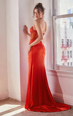Josie Gown - Strapless Satin Gown With Sheer Beaded Bodice
