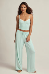 Modal Mid Rise Pyjama Trousers in Mint