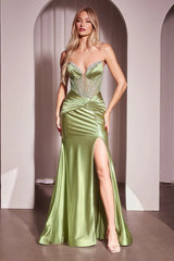 Ginger Gown - Strapless Lace Bodice Satin Fitted Gown