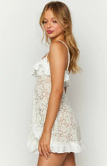 Elegeleges White Lace Mini Dress