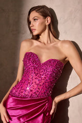 Dasha Gown - Beaded Corset Strapless Dress