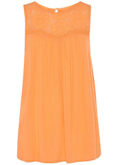 Floral Lace Inset Tank Orange