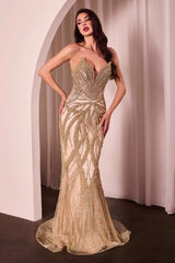 Adrienne Gown - Pearl & Crystal Strapless Fitted Dress