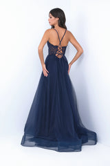 Dani Gown - Navy - Tulle A-Line Lace Dress