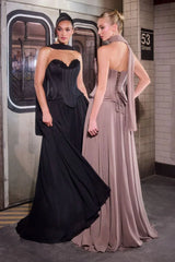 Nigella Gown - Corset A-Line Formal Dress With Scarf