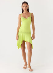 Queen Card Mini Dress - Lime
