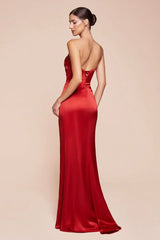 Nicolette Gown - Strapless Luxe Satin Dress & Scarf