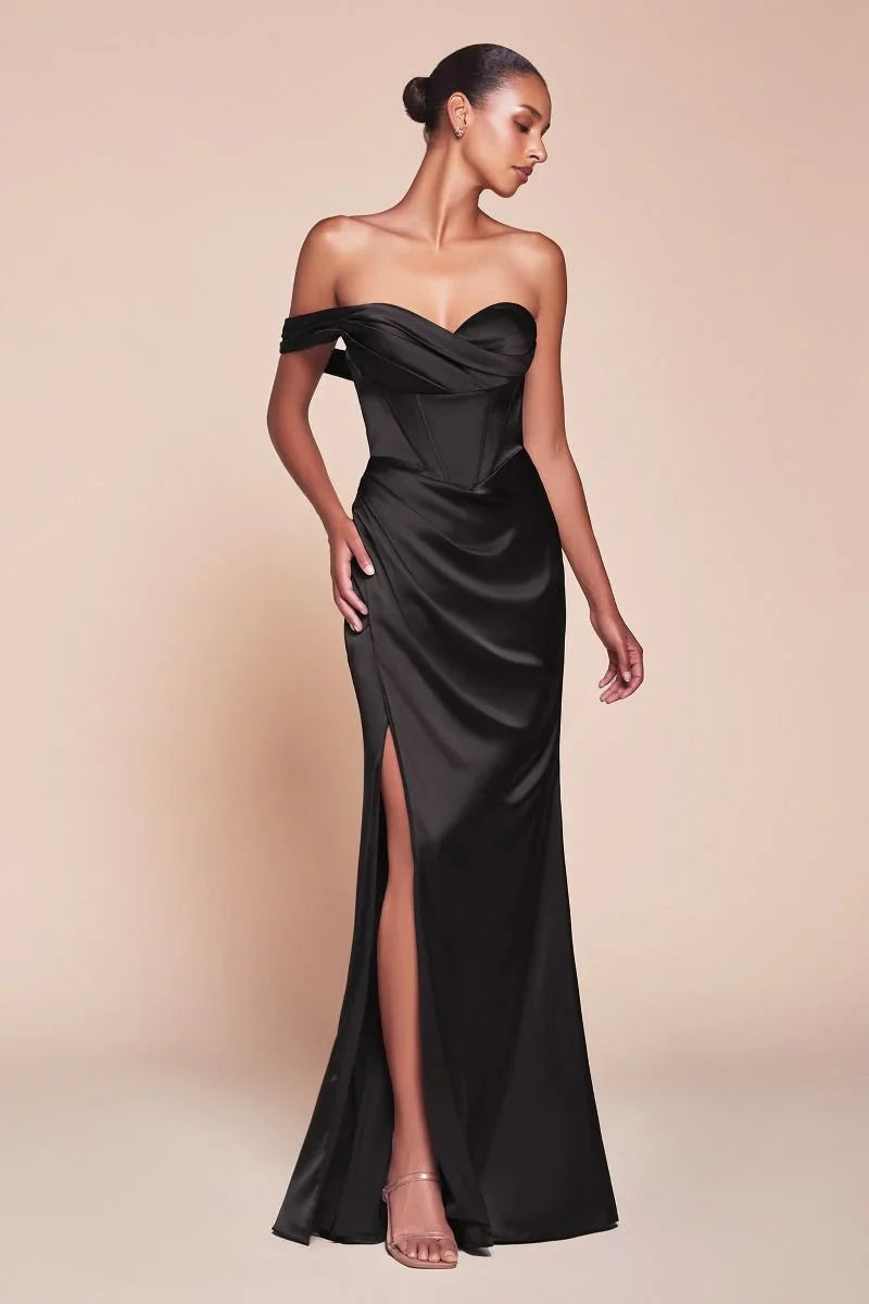 Audra Gown - One Shoulder Luxe Satin Corset Dress