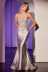 Claire Gown - Embellished Lace & Satin Fitted Gown