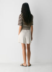 High-rise, mid-thigh Japanese crepe shorts