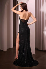 Nancy Gown - Strapless Sequin Fitted Gown