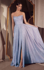 Quinn Gown - Long Strapless Glitter A-Line Dress