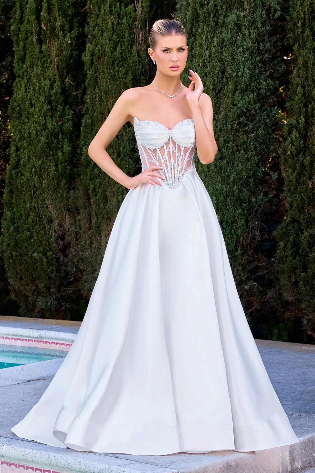 Annika Gown - A-Line Corset Dress With Pockets - Off White