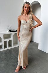 Bonnie Sequin Maxi Dress - Champagne