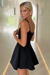 Alice Square Neck Mini Dress - Black
