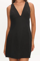 Moonlit Night Ruffle Strap Cut-Out Back Dress Black