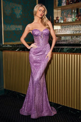 Maddox Gown - Violet - Strapless Glitter Embellished Gown
