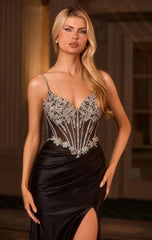 Paxton Gown - Floral Beaded Long Evening Dress