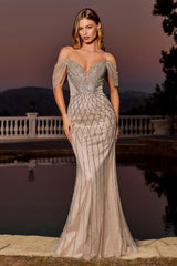 Briar Gown - Beaded Off The Shoulder Mermaid Dress