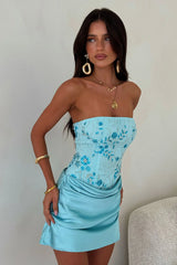 Skye Strapless Beaded Mini Dress - Baby Blue
