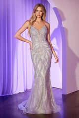 Adrienne Gown - Pearl & Crystal Strapless Fitted Dress
