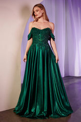 Bronwyn Gown - Off-The-Shoulder Lace & Satin A-Line Dress