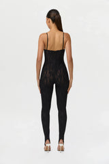 Stretch Lace Stirrup Jumpsuit