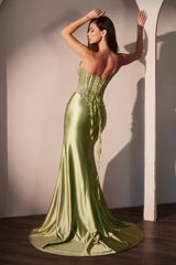 Kimora Gown - Crystal Corset Satin Dress
