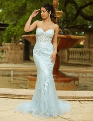 Reva Corset Gown - Light Blue