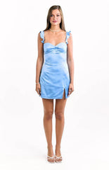 Elegeleges Light Blue Party Mini Dress