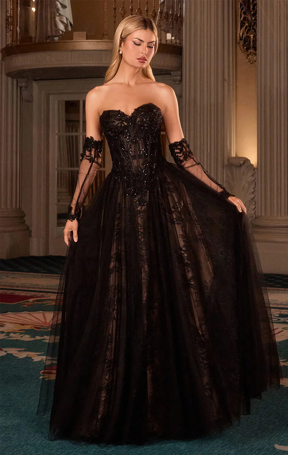 Lilith Gown - A-Line Tulle Dress With Gloves