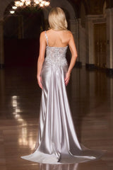 Kendra Gown - Silver One Shoulder Formal Dress
