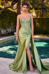Ireland Gown - Strapless Sweetheart Fitted Satin Dress