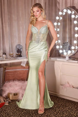 Trisha Gown - Beaded Corset Satin Dress