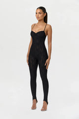 Stretch Lace Stirrup Jumpsuit