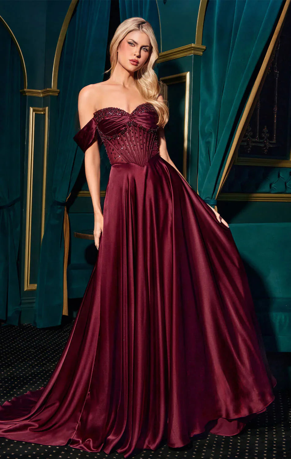 Melanie Gown - A-Line Dress With Beaded Bodice & Corset Back