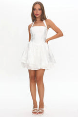 Elegeleges Lusting Halter A-Line Mini Dress White