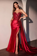Ireland Gown - Strapless Sweetheart Fitted Satin Dress