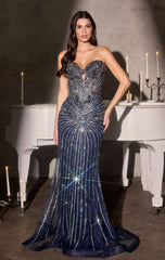 Uma Gown - Strapless Beaded Mermaid Evening Dress