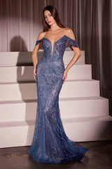 Luisa Gown - Off The Shoulder Crystal Embellished Gown