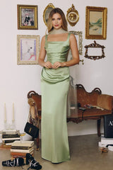 Toby Maxi - Satin Dress With Lace Up Back & Scarf