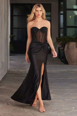 Preston Gown - Strapless Fitted Satin & Hot Stone Dress