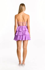 Elegeleges Magenta Strapless Ruffle Mini Dress